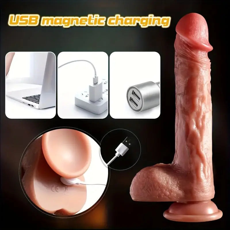 Lovely 9.1 Inch Liquid Silicone Dildo with Remote. USB Powered. Multiple Modes. Suitable for Men and Women. Realistic Feel - buysextoyth
