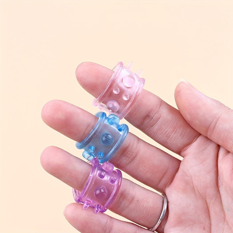 4pcs TPE Soft Penis Locking Ring Couple Sex Toys Transparent Crystal Ring Sperm Retention Barbed Penis Ring Adult Products - buysextoyth