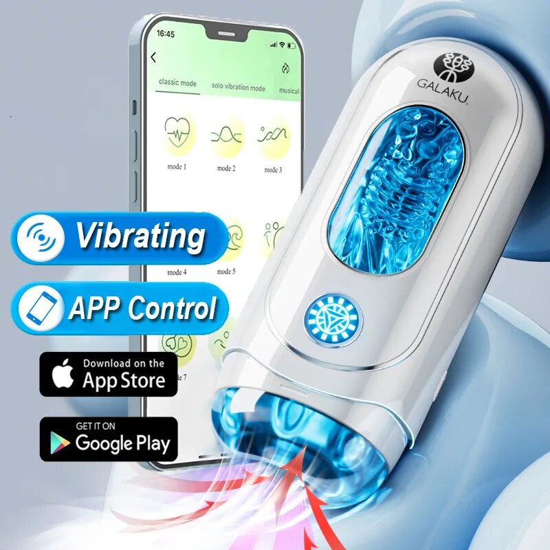 APP ควบคุมอัตโนมัติชาย Masturbator คัพอมควยเซ็กซ์ทอยช่องคลอด Masturbation Vibrating หี Exerciser Cock Delay Ejaculation - buysextoyth