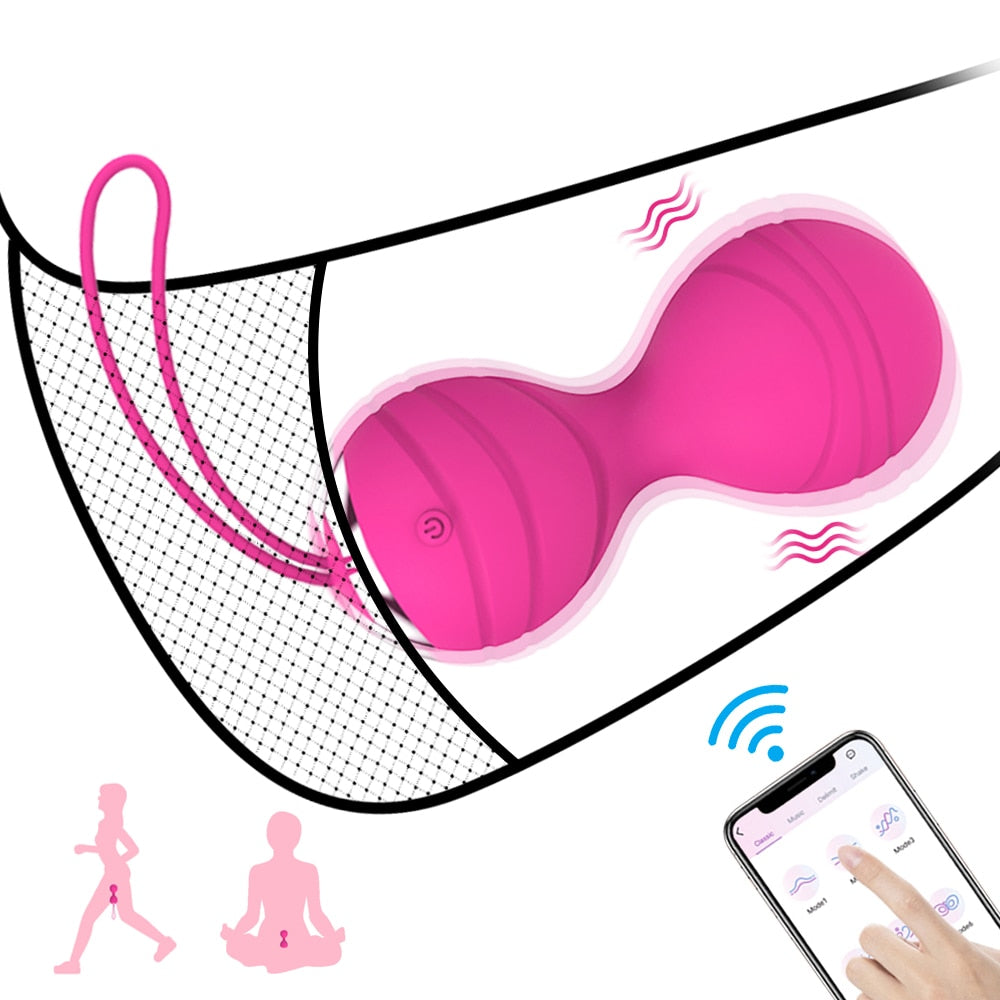 APP Remote Control Drawstring Vibrating Egg Striped Vibration Shrinking Ball Masturbation Massager Vibrator Sex Toys for Women - buysextoyth