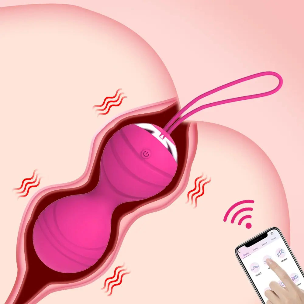APP Remote Control Drawstring Vibrating Egg Striped Vibration Shrinking Ball Masturbation Massager Vibrator Sex Toys for Women - buysextoyth