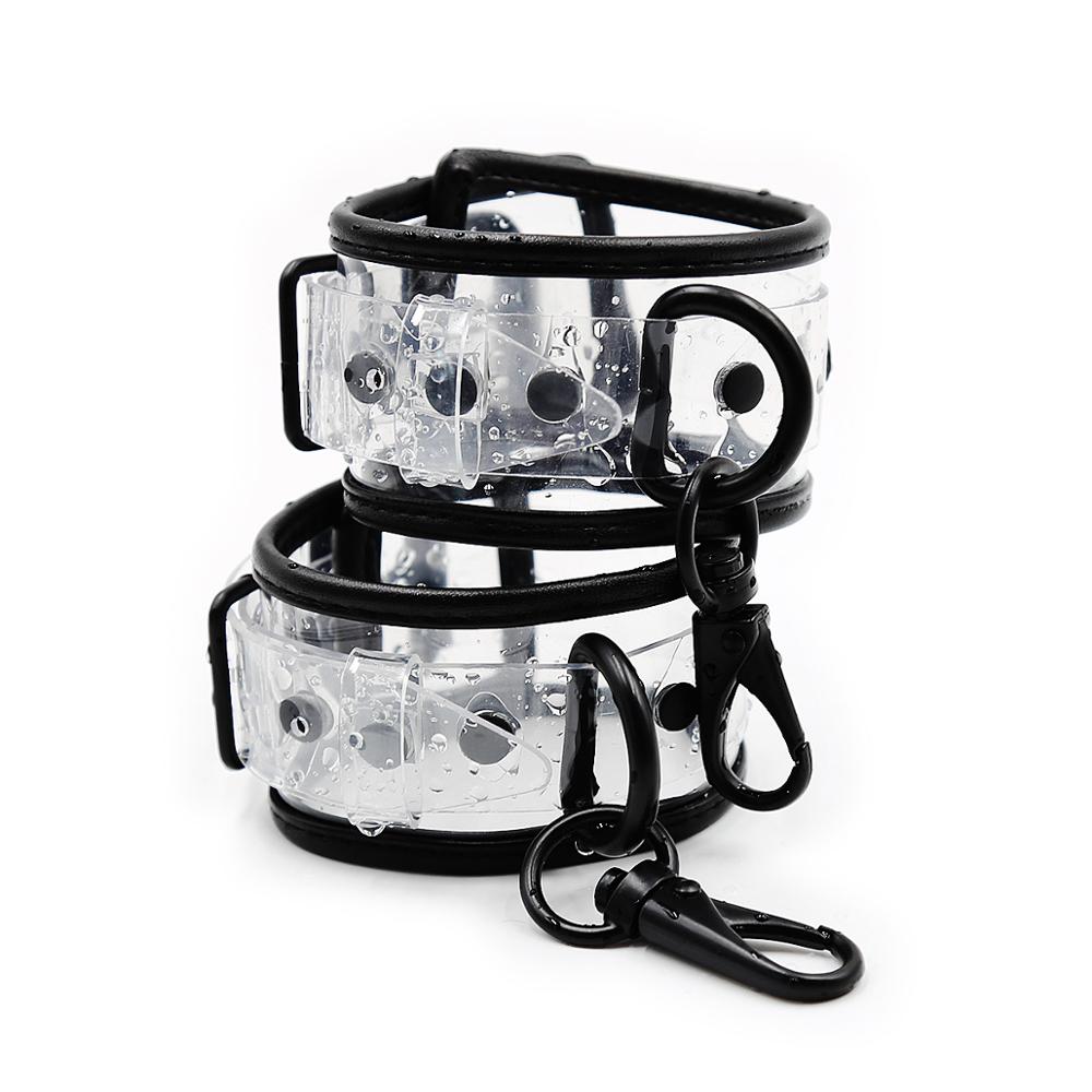 Adjustable Transparent PVC Handcuffs Ankle Cuffs Collar Neck Manacle BDSM Bondage Restraints Shackles Fetish Sex Toy for Couples - buysextoyth