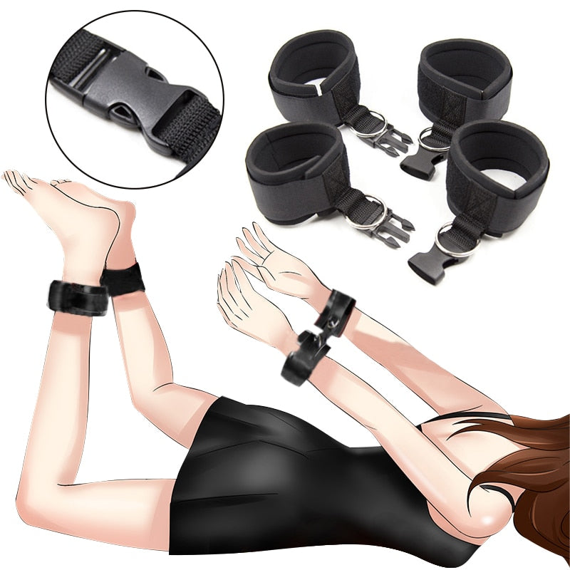 Adult Games Slave Sex Toys for Woman BDSM Bondage Restraints Adjustable Handcuffs Ankle Nylon Straps Fetish Couples Sex Products - buysextoyth