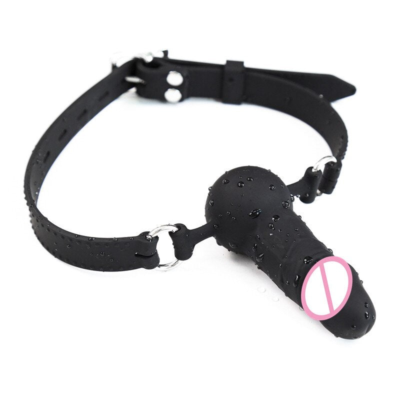 Adult Games Strapon Dildo Head Strap on Sex Toys for Couples Silicone Dildos Oral Fixation SM Bondage Realistic Penis Mouth Gag - buysextoyth