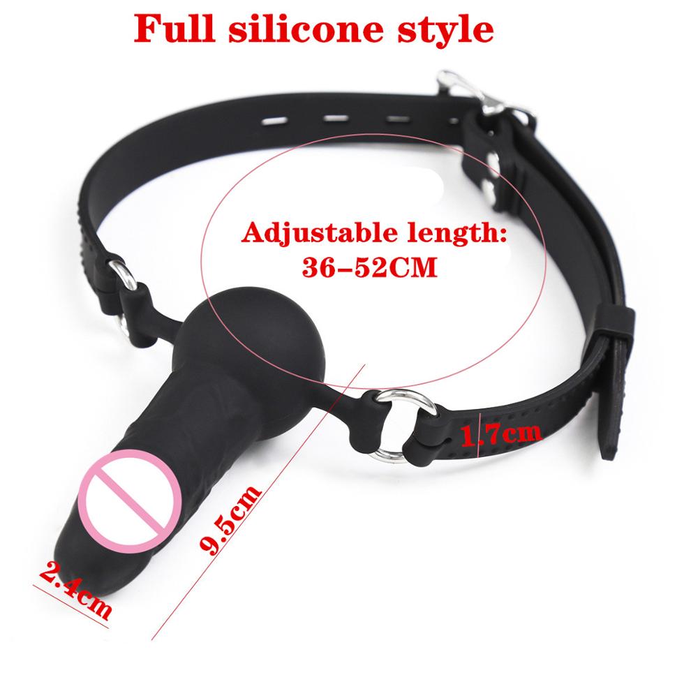 Adult Games Strapon Dildo Head Strap on Sex Toys for Couples Silicone Dildos Oral Fixation SM Bondage Realistic Penis Mouth Gag - buysextoyth