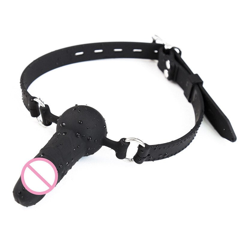Adult Games Strapon Dildo Head Strap on Sex Toys for Couples Silicone Dildos Oral Fixation SM Bondage Realistic Penis Mouth Gag - buysextoyth