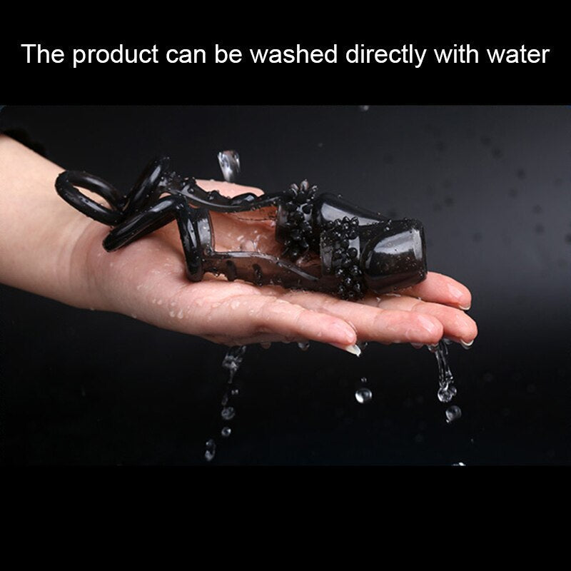 Adult Sex Products Penis Sleeve Ring Reusable Condom Delay Ejaculation Enlargement Condom Sex Toys for Men Prostate Massager - buysextoyth