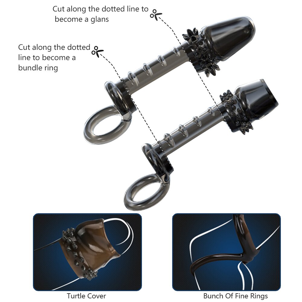 Adult Sex Products Penis Sleeve Ring Reusable Condom Delay Ejaculation Enlargement Condom Sex Toys for Men Prostate Massager - buysextoyth