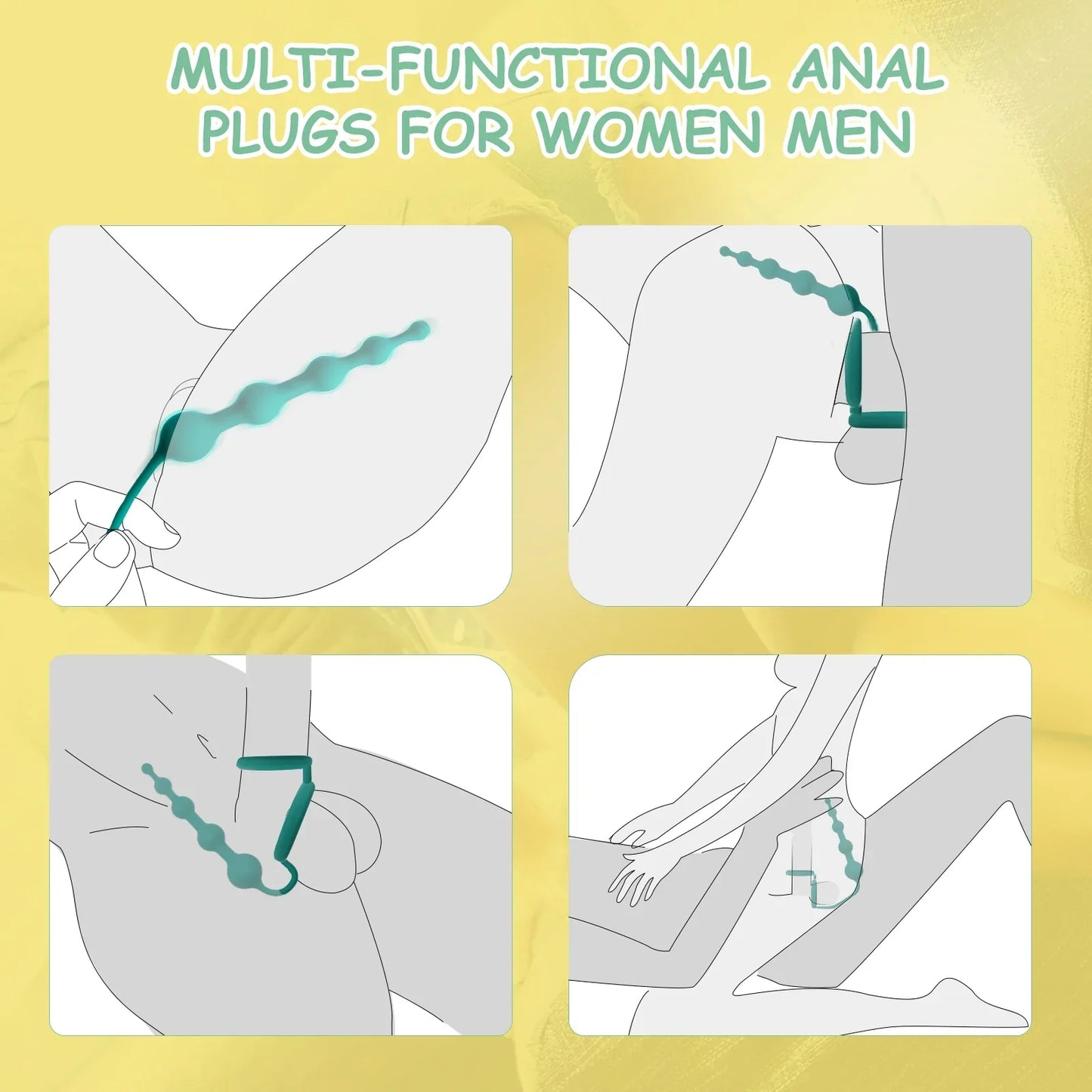Anal Beads Butt Plug with Penis Cock Rings Men Prostate Massager Anal Plug Bullet G Spot Stimulor Adult Sex Toys for Women - buysextoyth