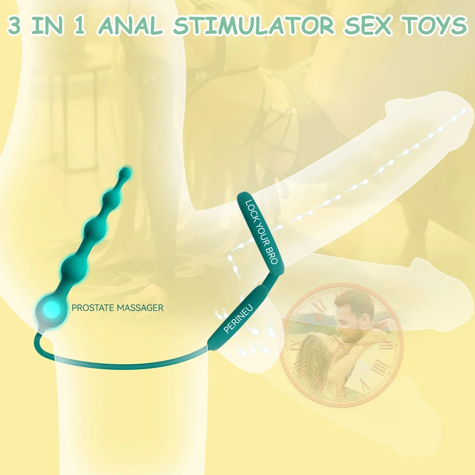 Anal Beads Butt Plug with Penis Cock Rings Men Prostate Massager Anal Plug Bullet G Spot Stimulor Adult Sex Toys for Women - buysextoyth