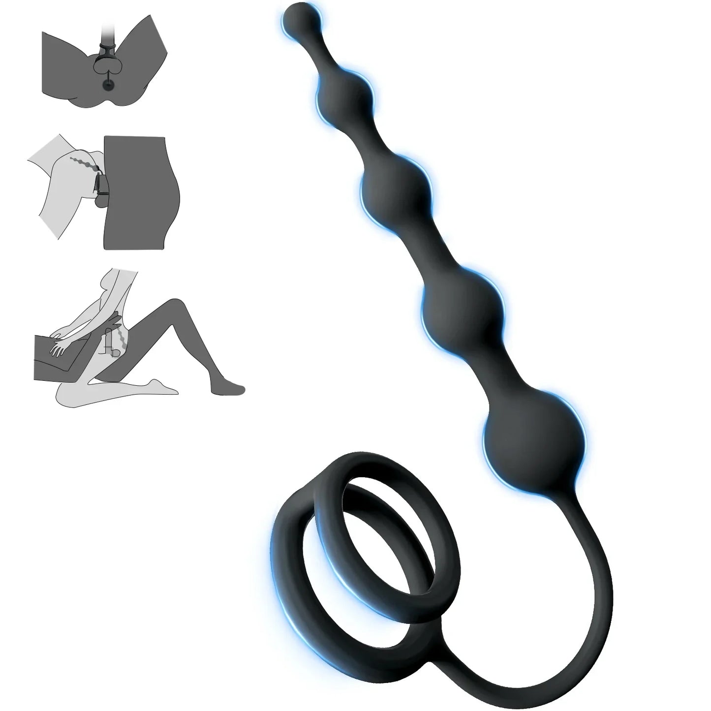 Anal Beads Butt Plug with Penis Cock Rings Men Prostate Massager Anal Plug Bullet G Spot Stimulor Adult Sex Toys for Women - buysextoyth