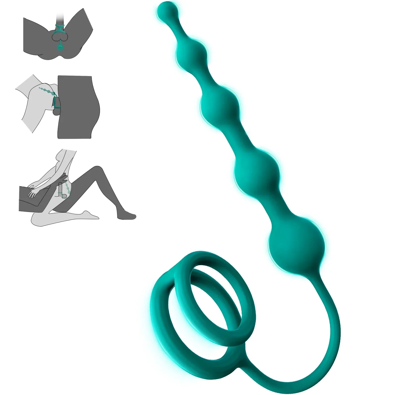 Anal Beads Butt Plug with Penis Cock Rings Men Prostate Massager Anal Plug Bullet G Spot Stimulor Adult Sex Toys for Women - buysextoyth