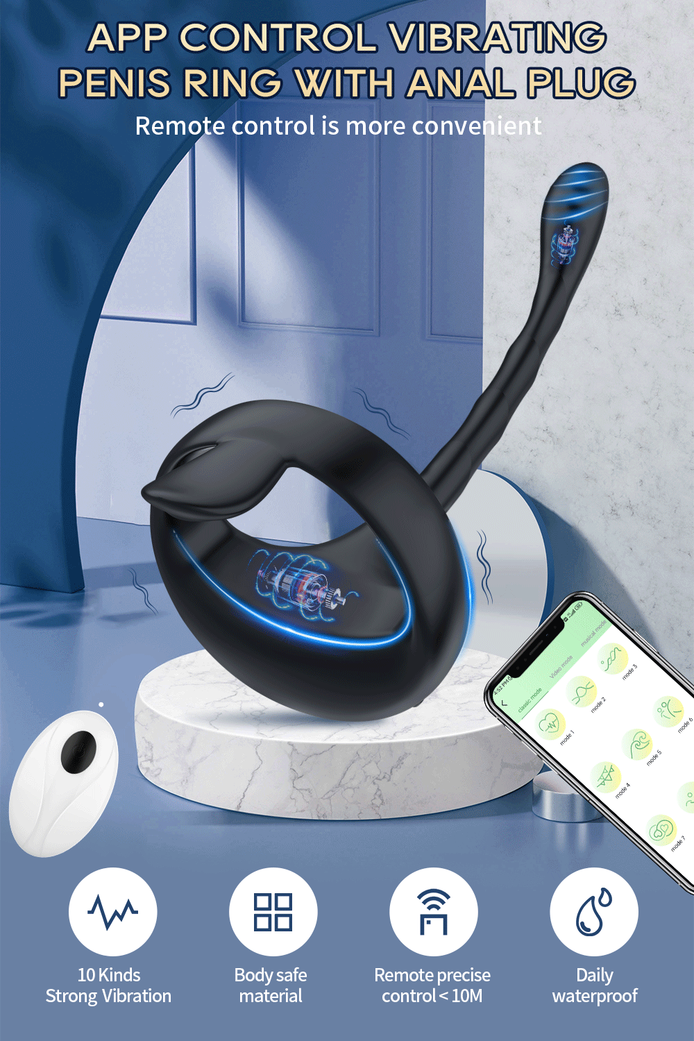 แหวนอวัยวะเพศชาย Anal Butt Plug ชายต่อมลูกหมากนวด App รีโมทคอนโทรลไร้สายระยะไกล Cockring Vibrator Masturbator ผู้ใหญ่เซ็กซ์ทอยสำหรับชาย - buysextoyth