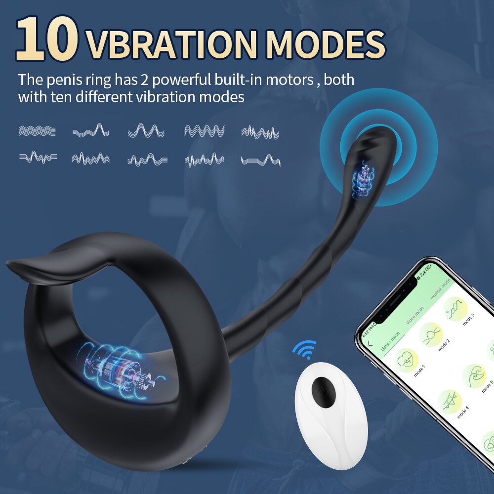 แหวนอวัยวะเพศชาย Anal Butt Plug ชายต่อมลูกหมากนวด App รีโมทคอนโทรลไร้สายระยะไกล Cockring Vibrator Masturbator ผู้ใหญ่เซ็กซ์ทอยสำหรับชาย - buysextoyth