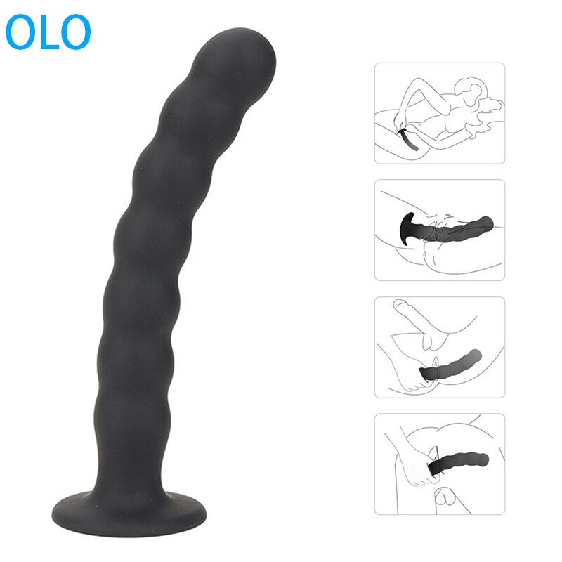 Anal Plug Prostate Massager Sex Products Vaginal Stimulator with Strong Sucker Silicone Bead Dildo Sex Toys for Man and Woman - buysextoyth