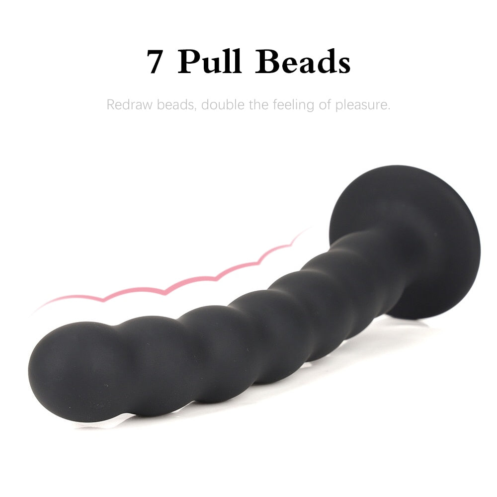 Anal Plug Prostate Massager Sex Products Vaginal Stimulator with Strong Sucker Silicone Bead Dildo Sex Toys for Man and Woman - buysextoyth