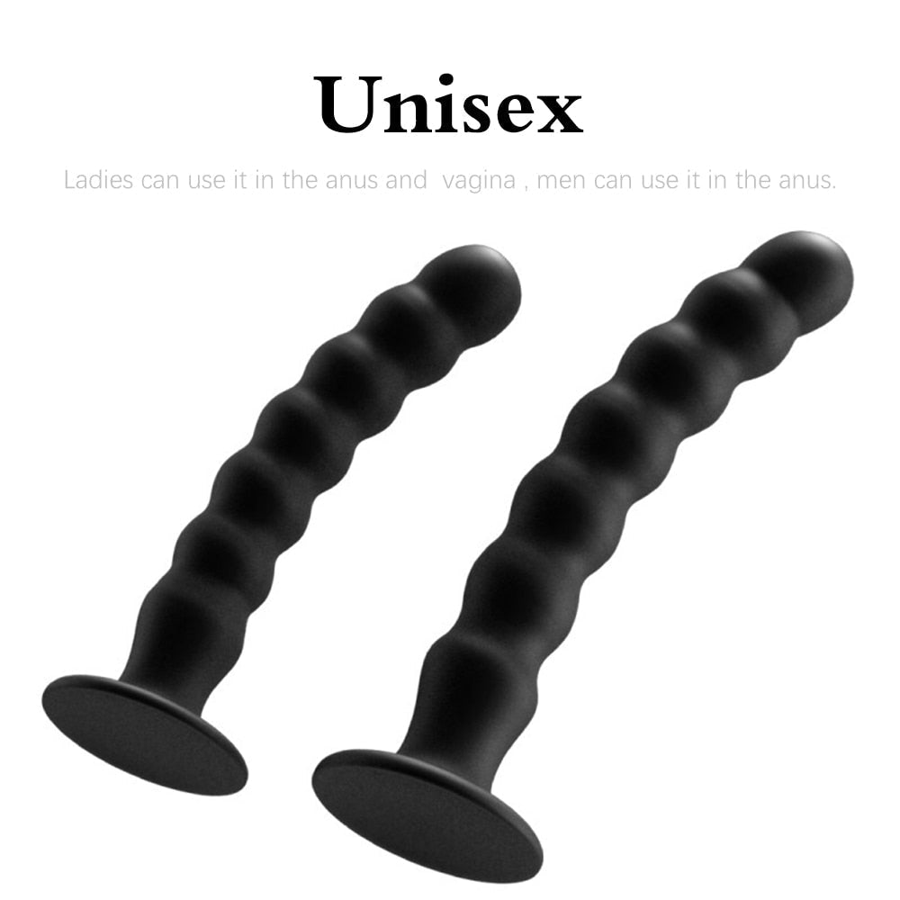 Anal Plug Prostate Massager Sex Products Vaginal Stimulator with Strong Sucker Silicone Bead Dildo Sex Toys for Man and Woman - buysextoyth