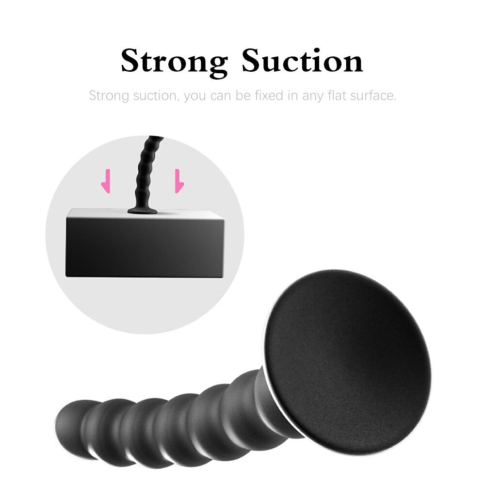Anal Plug Prostate Massager Sex Products Vaginal Stimulator with Strong Sucker Silicone Bead Dildo Sex Toys for Man and Woman - buysextoyth