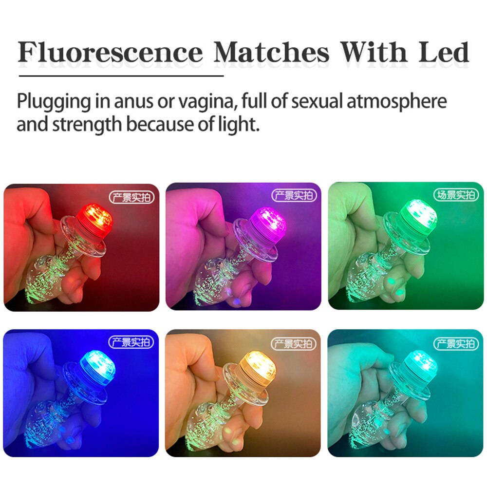 คริสตัล Anal Plug Vibrator Luminous Glass ปลั๊กไฟ LED รีโมทคอนโทรล Dildo ช่องคลอด Anal ของเล่นนวด Buttplugs - buysextoyth