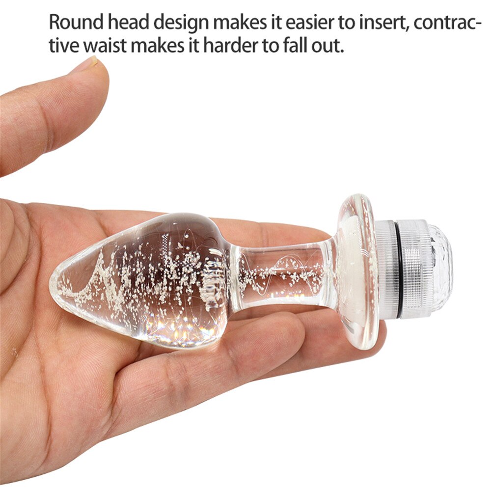 คริสตัล Anal Plug Vibrator Luminous Glass ปลั๊กไฟ LED รีโมทคอนโทรล Dildo ช่องคลอด Anal ของเล่นนวด Buttplugs - buysextoyth