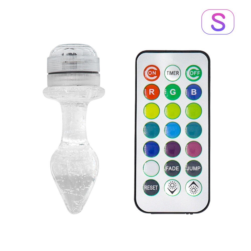 คริสตัล Anal Plug Vibrator Luminous Glass ปลั๊กไฟ LED รีโมทคอนโทรล Dildo ช่องคลอด Anal ของเล่นนวด Buttplugs - buysextoyth