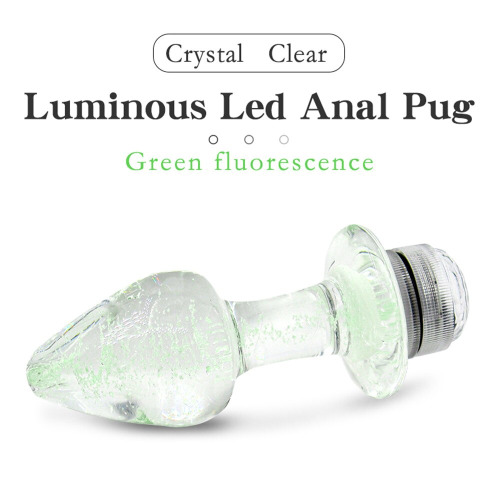 คริสตัล Anal Plug Vibrator Luminous Glass ปลั๊กไฟ LED รีโมทคอนโทรล Dildo ช่องคลอด Anal ของเล่นนวด Buttplugs - buysextoyth