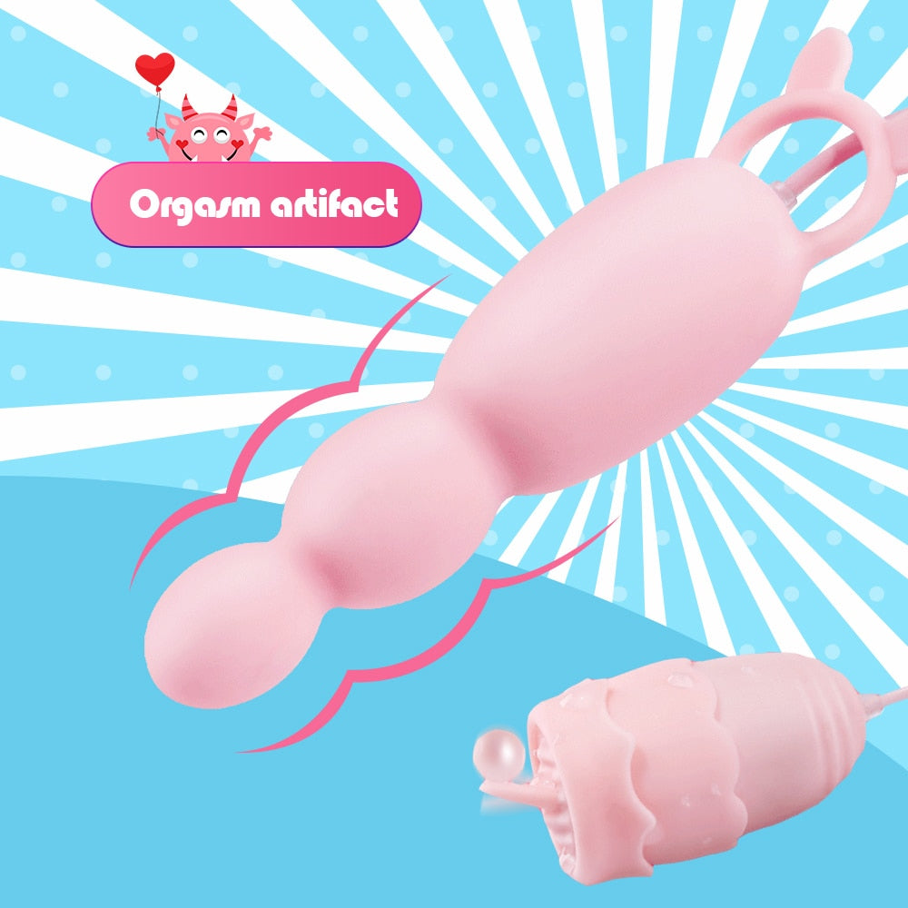 Anal Plug Vibrator Tongue Vibrators Clitoris Stimulator Sex Toys for Women Nipple Licking USB Power G-Spot Massage Vibrating Egg - buysextoyth