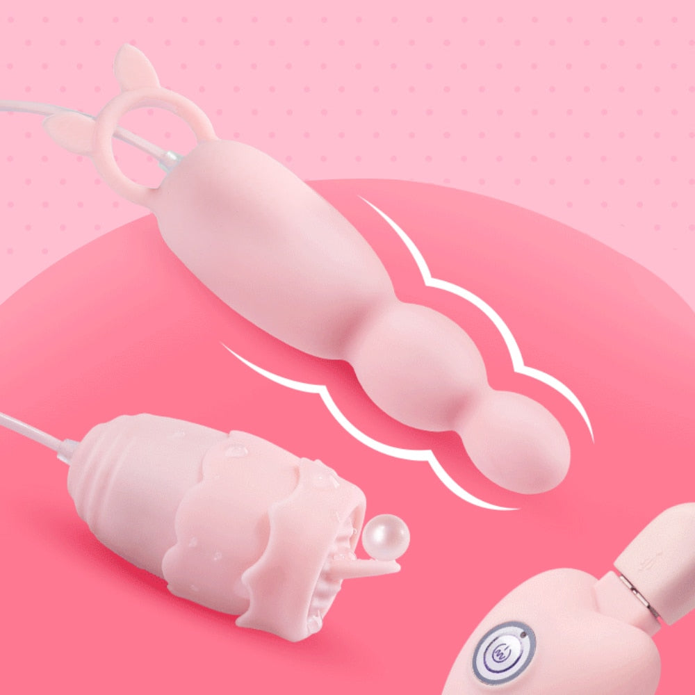 Anal Plug Vibrator Tongue Vibrators Clitoris Stimulator Sex Toys for Women Nipple Licking USB Power G-Spot Massage Vibrating Egg - buysextoyth