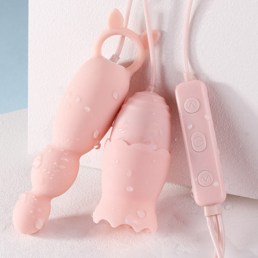 Anal Plug Vibrator Tongue Vibrators Clitoris Stimulator Sex Toys for Women Nipple Licking USB Power G-Spot Massage Vibrating Egg - buysextoyth