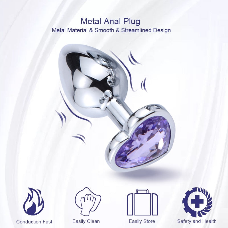 Anal Toys Heart-shaped Metal for Women Adult Sex Products Men Butt Plug Stainles Steel Anal Plugs Sex Vibrators Anal Dildo Toys - buysextoyth