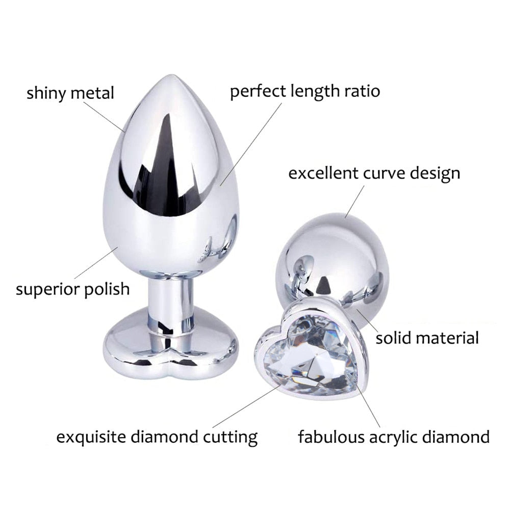 Anal Toys Heart-shaped Metal for Women Adult Sex Products Men Butt Plug Stainles Steel Anal Plugs Sex Vibrators Anal Dildo Toys - buysextoyth
