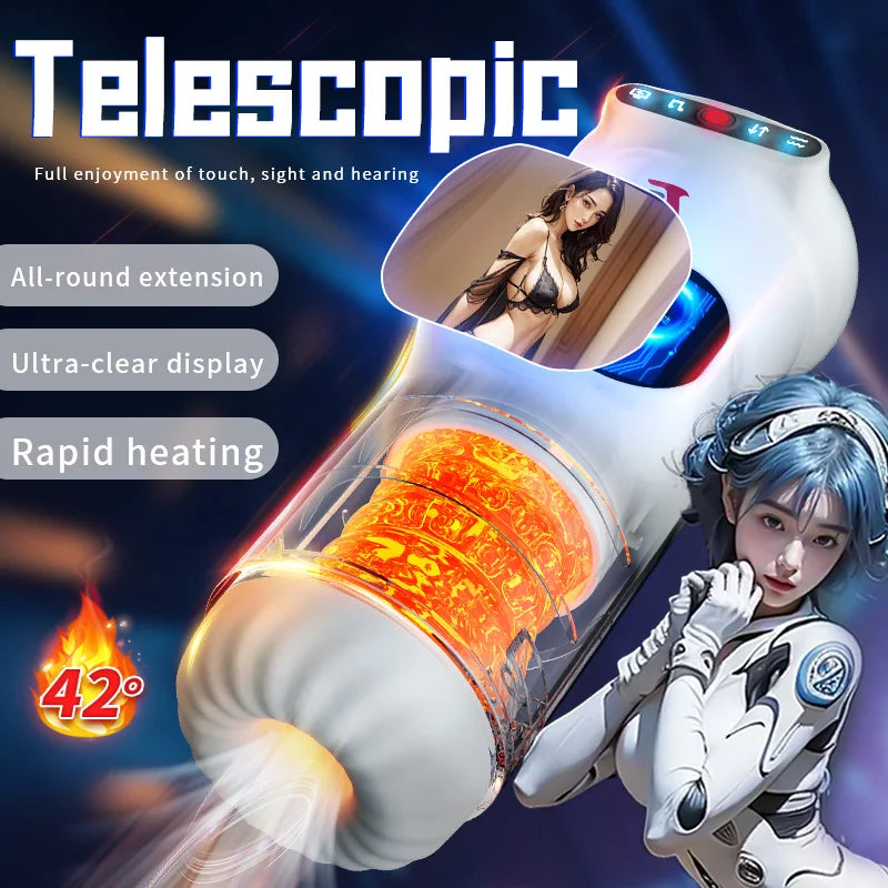 Auto Male Masturbator Cup Automatic Telescopic Thrusting Real Vagina Vibrating Masturbation Cup Blowjob Heating Sex Toy for Men - buysextoyth