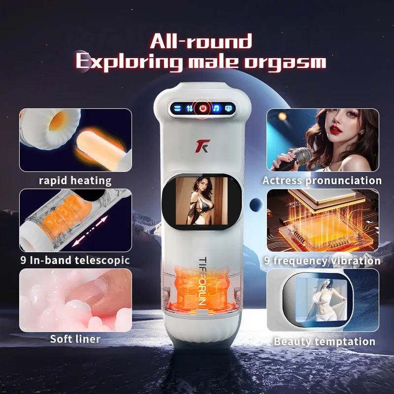 Auto Male Masturbator Cup Automatic Telescopic Thrusting Real Vagina Vibrating Masturbation Cup Blowjob Heating Sex Toy for Men - buysextoyth