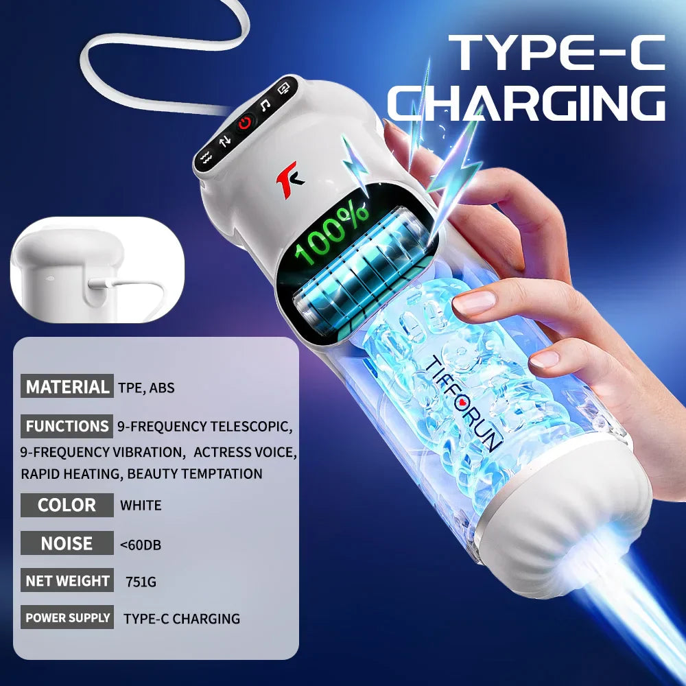 Auto Male Masturbator Cup Automatic Telescopic Thrusting Real Vagina Vibrating Masturbation Cup Blowjob Heating Sex Toy for Men - buysextoyth