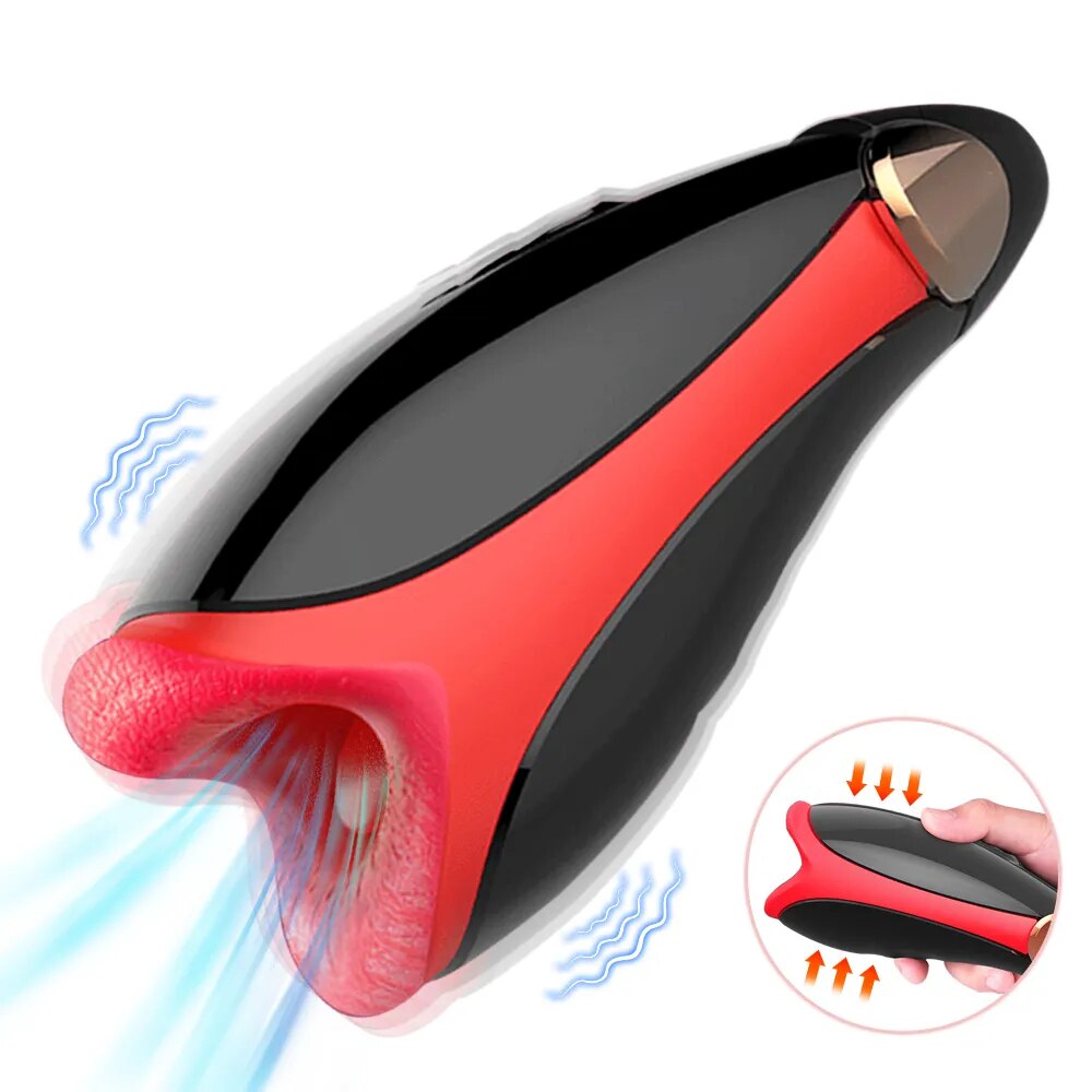 Automatic Masturbator for Men Vibration Deep Throat Blowjob Tongue Male Masturbation Cup Machine Sex Toys for Adult Goods Penis - buysextoyth