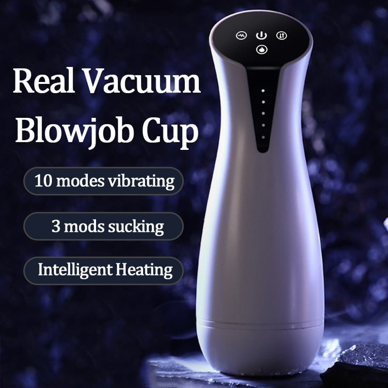 Automatic Sucking Vibrating Heating Male Masturbator Cup Real Vacuum Stimulator Oral Blowjob Vaginal Machine Sex Toys for Men - buysextoyth