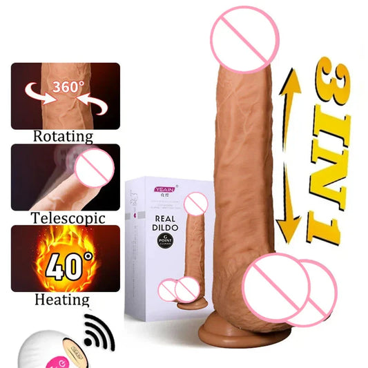 Automatic Telescopic Dildo Vibrator Female Masturbation Rotation Stimulation Big Fake Dick Thrusting Penis Sex Toys For Women - buysextoyth