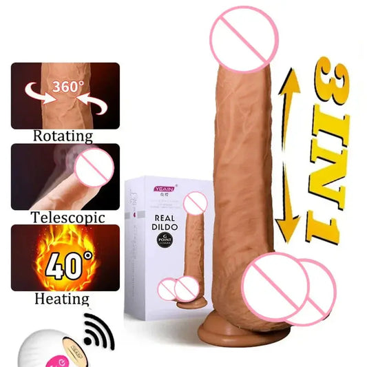Automatic Telescopic Dildo Vibrator Female Masturbation Rotation Stimulation Big Fake Dick Thrusting Penis Sex Toys For Women - buysextoyth
