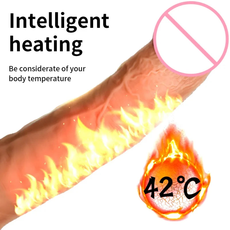 Automatic Telescopic Dildo Vibrator Female Masturbation Rotation Stimulation Big Fake Dick Thrusting Penis Sex Toys For Women - buysextoyth