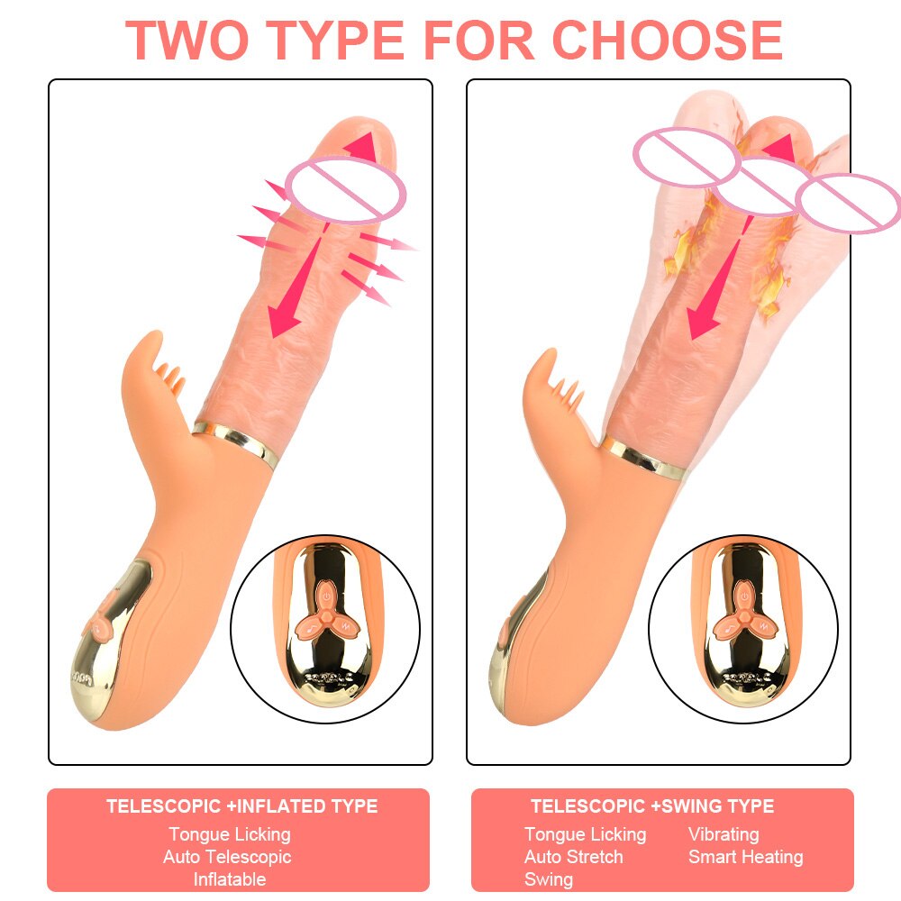 Automatic Telescopic Inflated Heated Dildos Women Vibrator Clitoris Licks Vagina Massage Anal Plug Erotic Toys for Sex Big Penis - buysextoyth