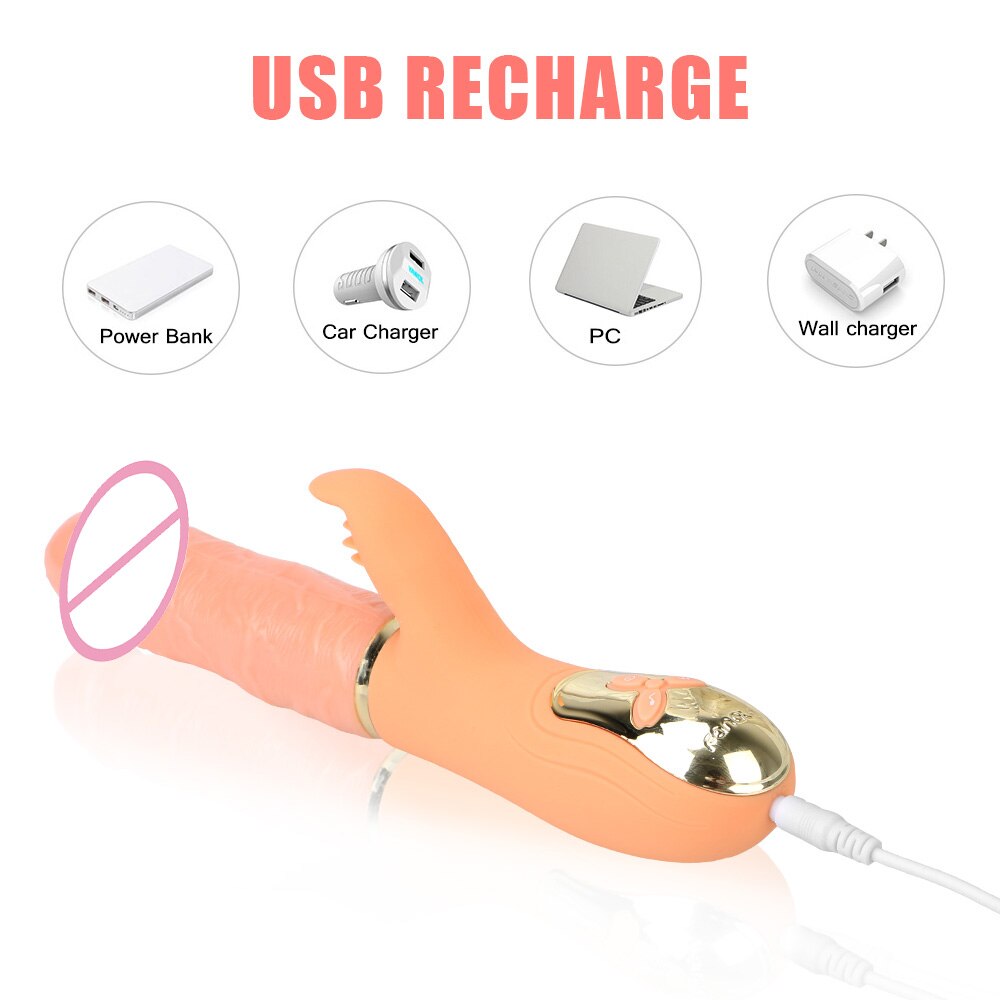 Automatic Telescopic Inflated Heated Dildos Women Vibrator Clitoris Licks Vagina Massage Anal Plug Erotic Toys for Sex Big Penis - buysextoyth