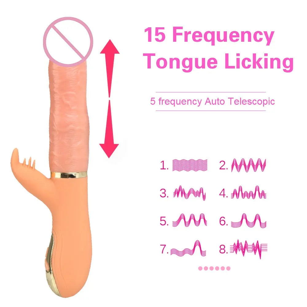 Automatic Telescopic Inflated Heated Dildos Women Vibrator Clitoris Licks Vagina Massage Anal Plug Erotic Toys for Sex Big Penis 33sextoys