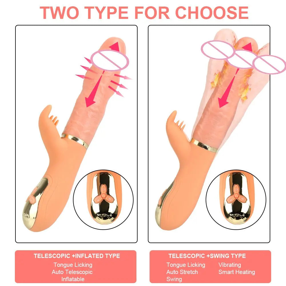 Automatic Telescopic Inflated Heated Dildos Women Vibrator Clitoris Licks Vagina Massage Anal Plug Erotic Toys for Sex Big Penis 33sextoys