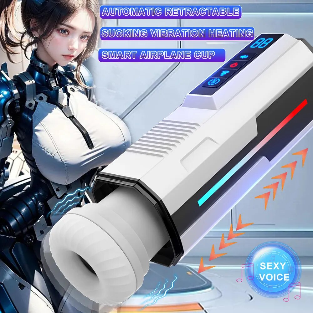 Automatic Telescopic Male Masturbator Cup Sucking Vibrating Masturbation Machine Vagina Pusssy Blowjob Adult Sex Toys for Men - buysextoyth