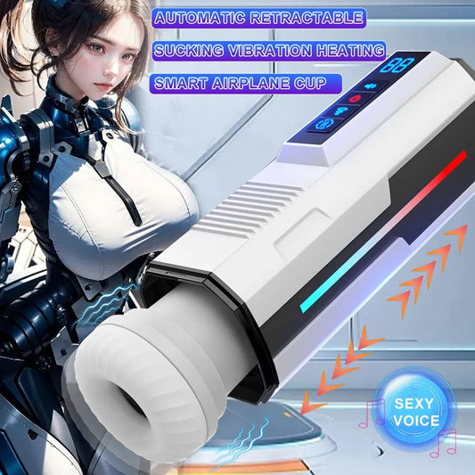 Automatic Telescopic Male Masturbator Cup Sucking Vibrating Masturbation Machine Vagina Pusssy Blowjob Adult Sex Toys for Men - buysextoyth