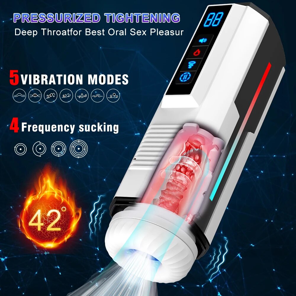 Automatic Telescopic Male Masturbator Cup Sucking Vibrating Masturbation Machine Vagina Pusssy Blowjob Adult Sex Toys for Men - buysextoyth