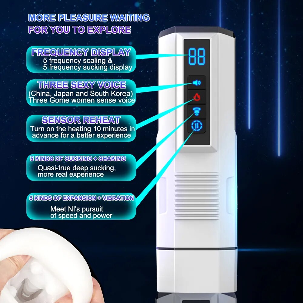 Automatic Telescopic Male Masturbator Cup Sucking Vibrating Masturbation Machine Vagina Pusssy Blowjob Adult Sex Toys for Men - buysextoyth