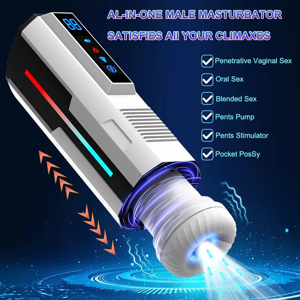 Automatic Telescopic Male Masturbator Cup Sucking Vibrating Masturbation Machine Vagina Pusssy Blowjob Adult Sex Toys for Men - buysextoyth