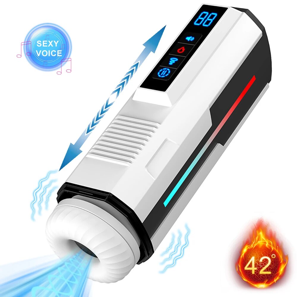 Automatic Telescopic Male Masturbator Cup Sucking Vibrating Masturbation Machine Vagina Pusssy Blowjob Adult Sex Toys for Men - buysextoyth