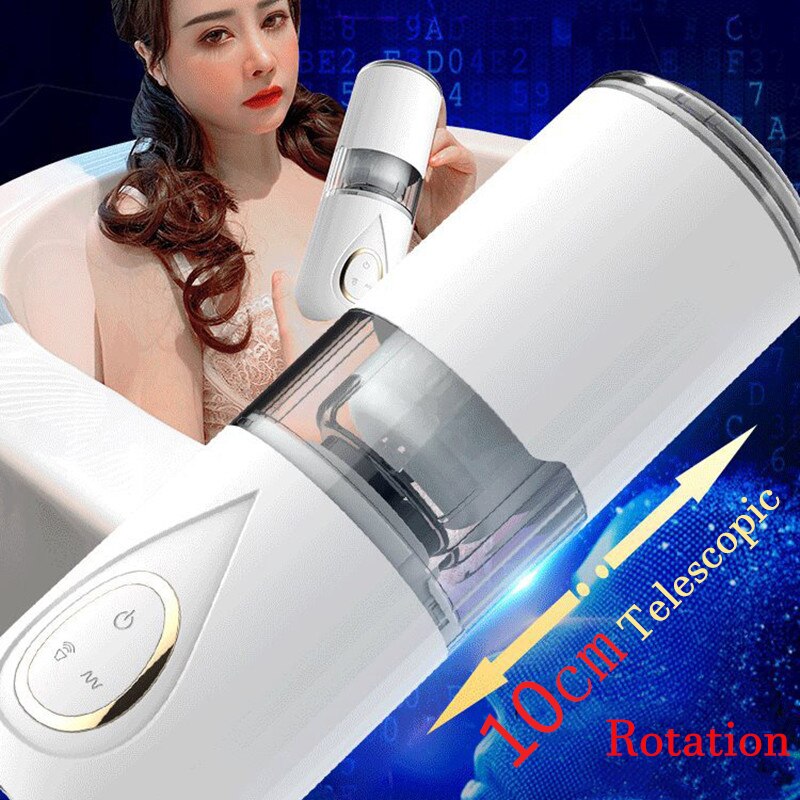 Automatic Telescopic Rotating Male Masturbator Cup Moan Blowjob Real Vagina Thrusting Masturbation Tools Sex MachineToys for Men - buysextoyth